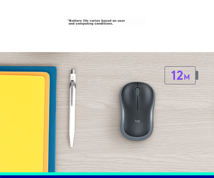 Logitech M185 [Enterprise Grade] Wireless Office Mouse with Symmetrical Design, for Home, Laptop And Desktop Computers, with 2.4G Wireless Receiver, Gray Edge [Single Unit Discount] 7