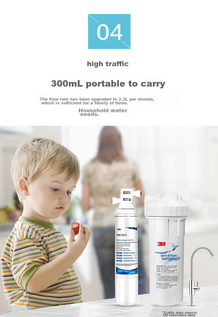 3M Water Purifier for Home Use, Direct Drinking Water, Zero Wastewater, 2.2L/min Large Flow Rate, 4000L Treatment Capacity, 800G Filter, Jingzhi CDW7101V Model 5
