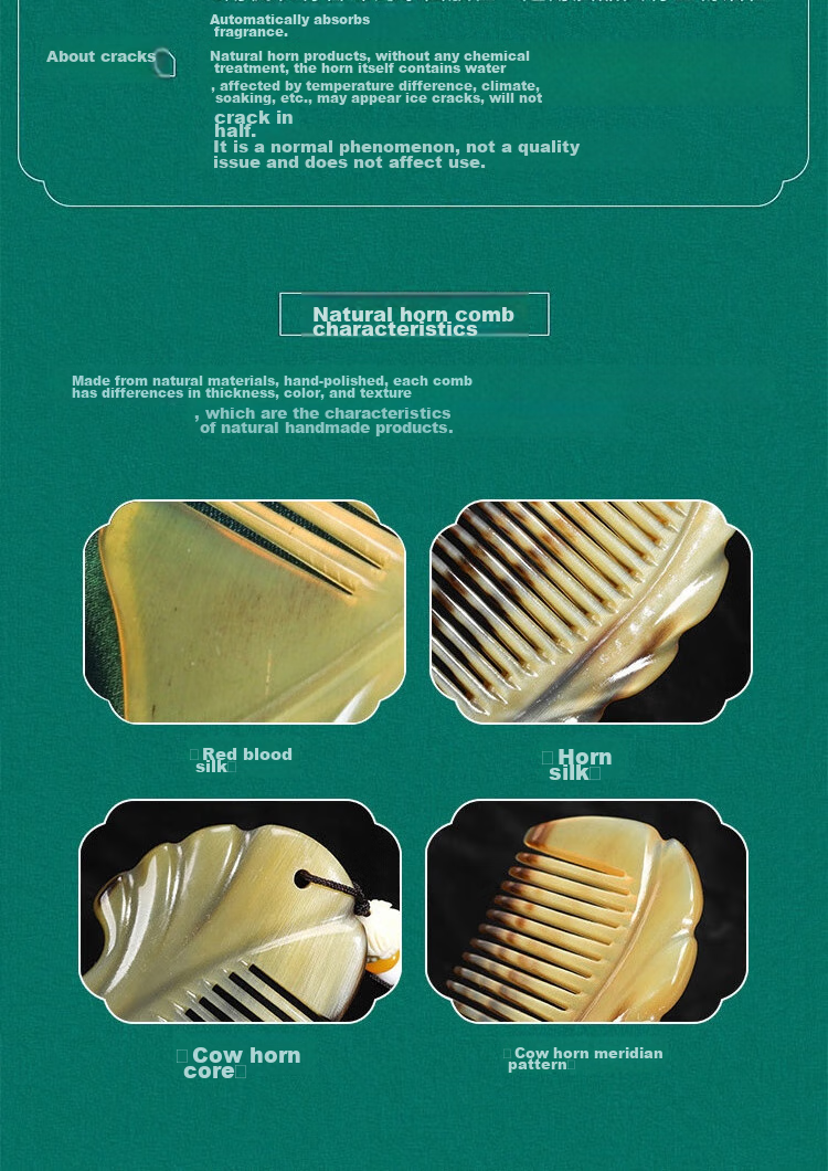 Fujiaojiang Thickened Massage Natural Yak Horn Comb, Birthday Gift for Women, Valentine's Day Present, Mid-Autumn Festival Gift, Practical Gift Box for Girlfriend, Wife, Mother, Elders And Seniors 13