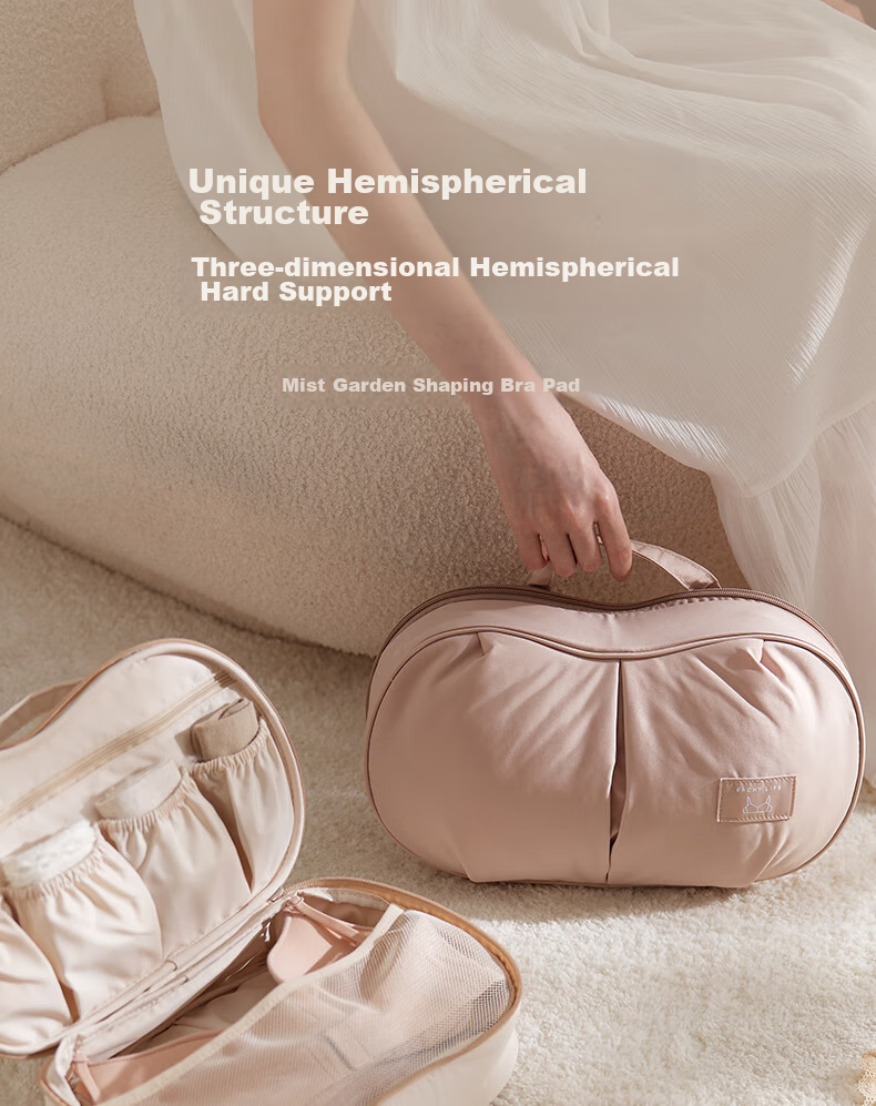EACHY Underwear Storage Bag, Panties Travel Organizer, Bra Anti-Deformation Bag, Business Trip Chest Pads Storage Bag, Portable - Apricot Color 2