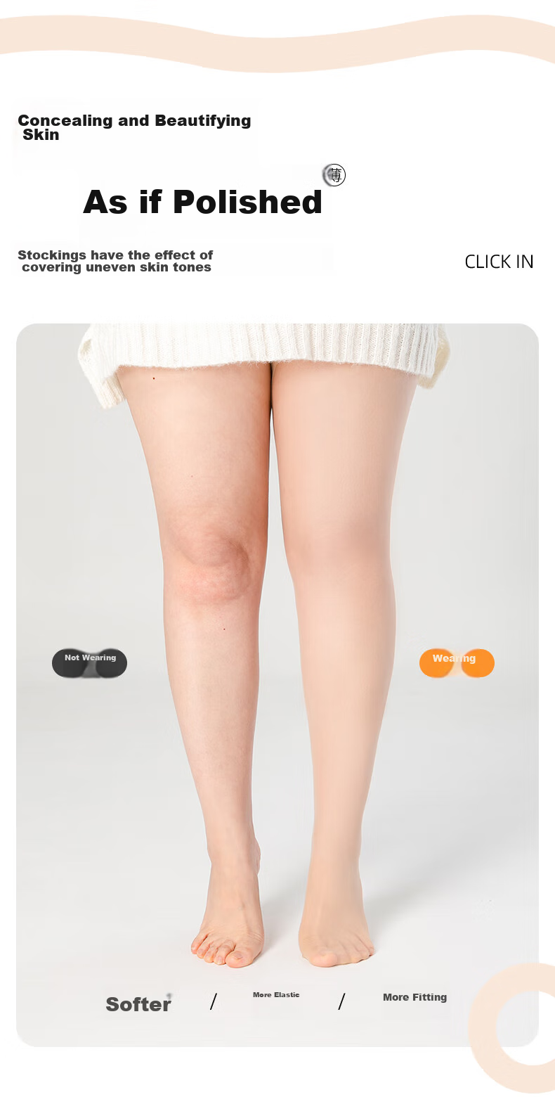 BONAS 26 New Style Stockings for Women, Plus Size Double Padded Ultra-Thin Pantyhose, Skin Color, Plus Size, Leggings, Bare Leg Effect 4