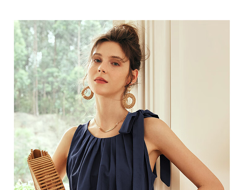 Olrain Sleeveless Halter Neck Dress Women Spring Summer Loose Vacation Spaghetti Strap Maxi Dress Purple L 28