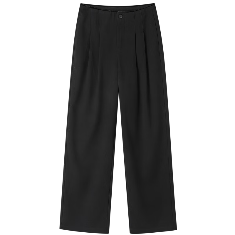Dme [Zhi Gan Low Saturation] Spring And Autumn Smart Commute Waist-Cutting Color-Block Long Pants Double-Folded Brushed Women's Casual Trousers
