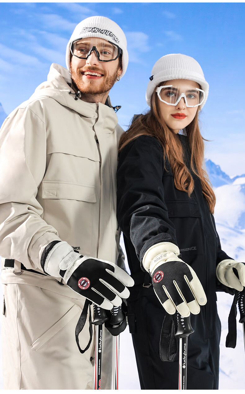 GRGN Gloves for Men And Women, Outdoor Winter Warm Cycling Windproof Fleece-Lined Thick Touchscreen Waterproof Cotton Ski Gloves for Winter 6