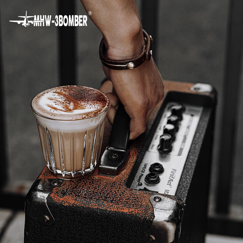 MHW-3BOMBER Bomber [Gift] Coffee Glass Cup, Australian White Cup, Transparent Simple Retro Dirty Americano Latte Art Cup