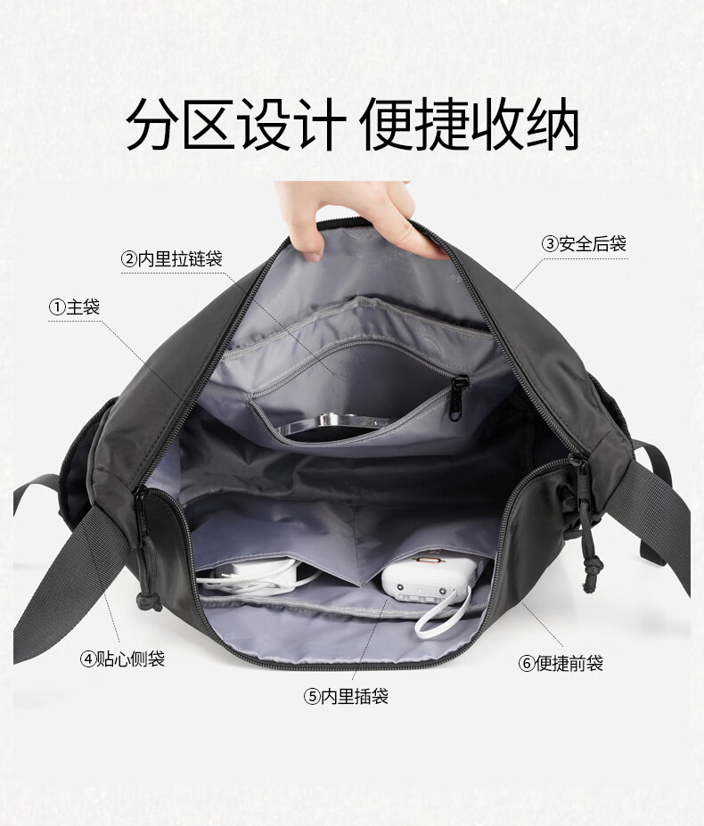 Dickies Crossbody Bag, Large Capacity Shoulder Bag for Men And Women, Multi-Compartment Lightweight Cycling Bag, DK Messenger Bag, Travel Satchel, Commuter Bag 2