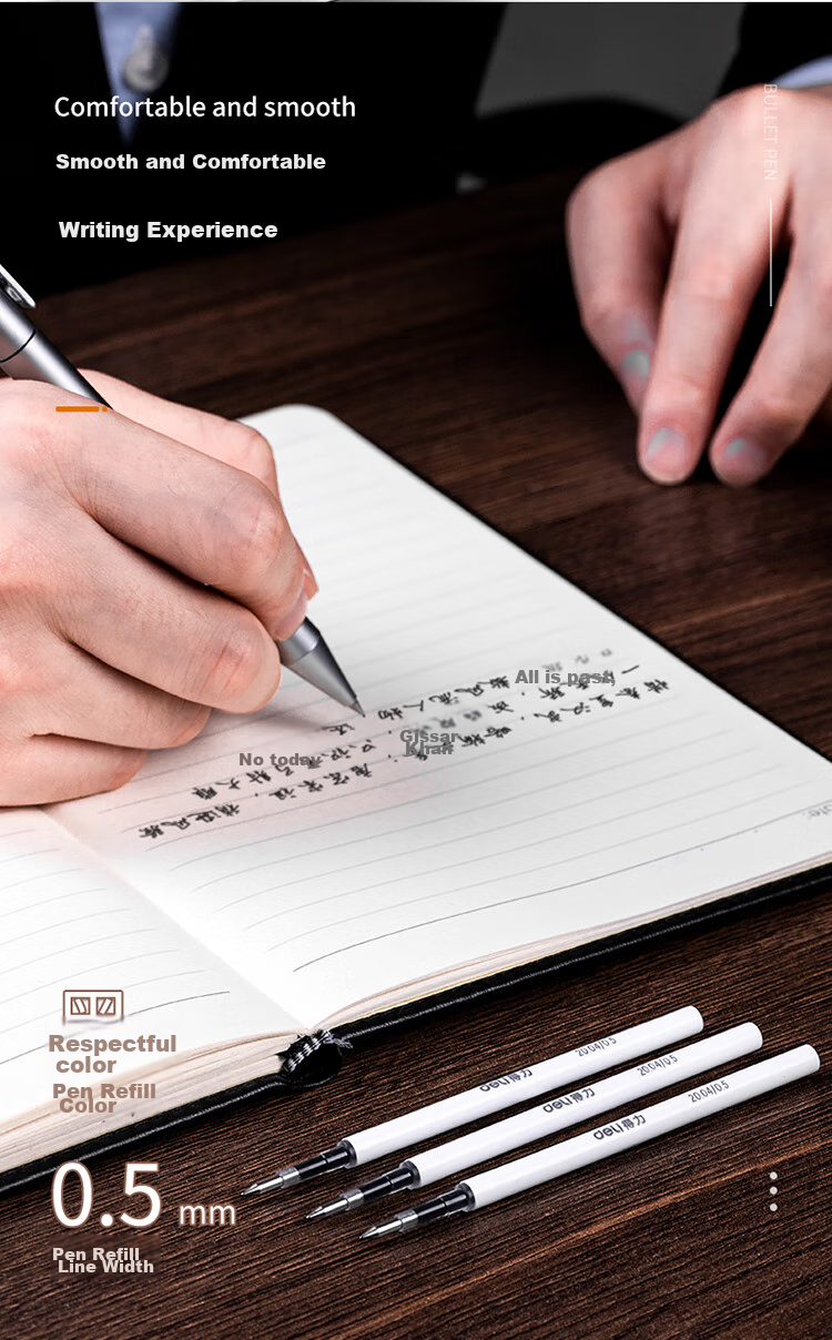 Deli [Best-Selling Product], Rotating Neutral Pen Refill, S99 Signature Pen Dedicated Refill, 0.5mm Black, 3 Pieces/box, S210 6