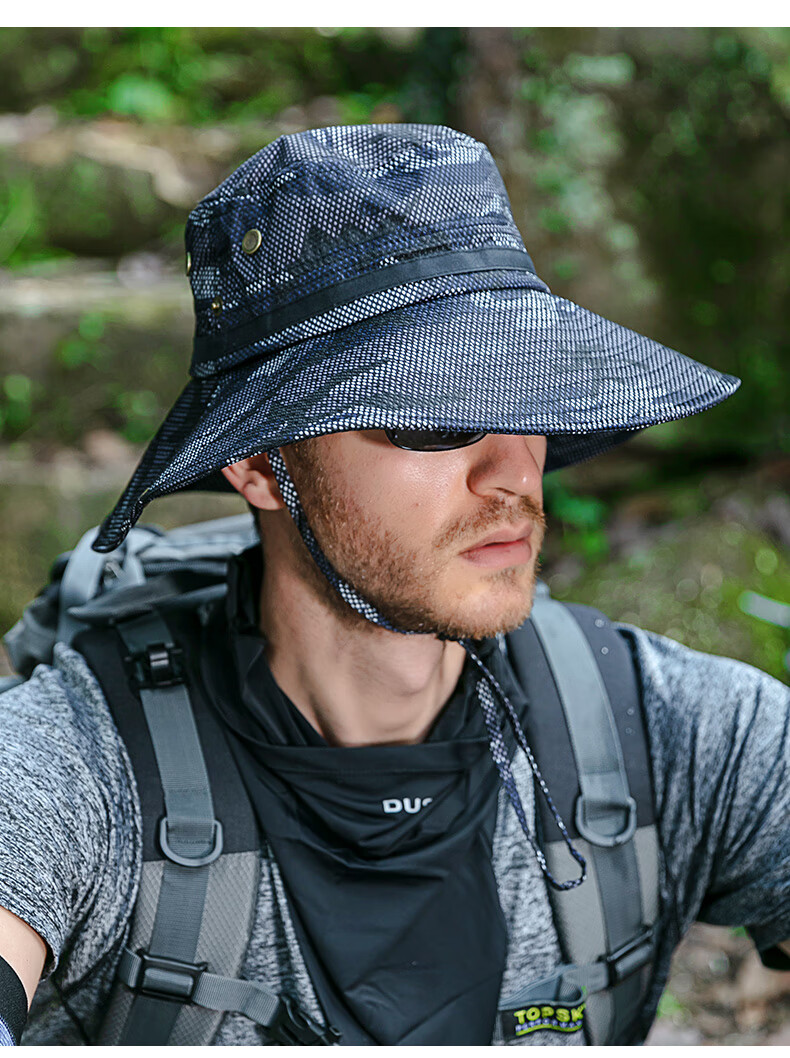 DUSENNA Sun Hat for Men, Summer Outdoor UV Protection Cap, Fishing Hat, Fisherman Hat for Men, Mesh Mid-Band Hat, Camouflage Red 3