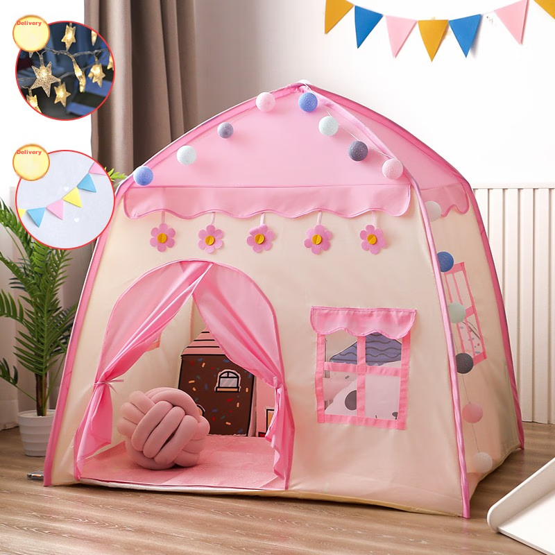 Little Dove Children's Tent Indoor Playhouse/princess Castle Pink Castle (Including Thickened Floor Mat + Ice Silk Mat)