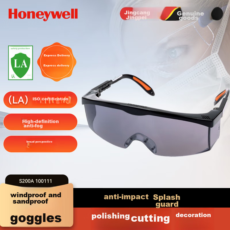 Honeywell 100111 Safety Goggles S200A Series Anti-Scratch Black And Gray