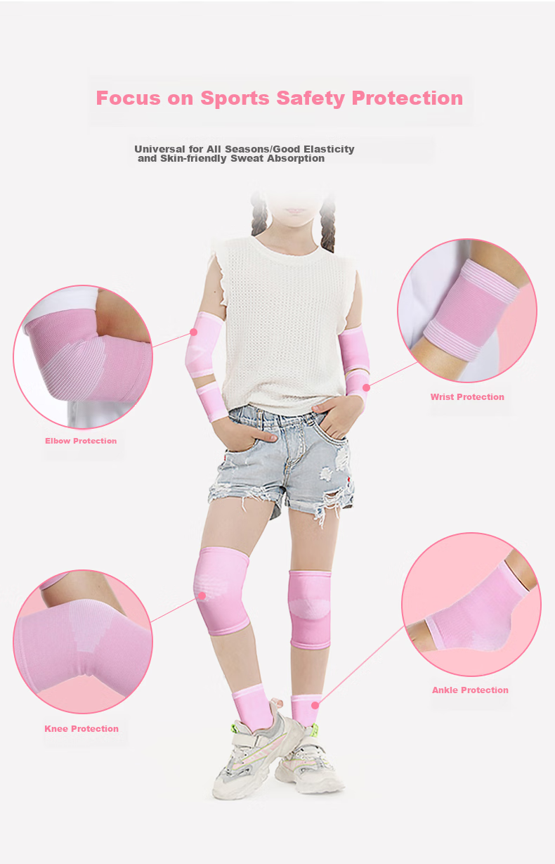 Chidong Children's Knee, Elbow, Ankle And Wrist Protection Set Knitted Sports Knee Pads Anti-Collision Kneeling Knee Pads 8-Pack Size S 4