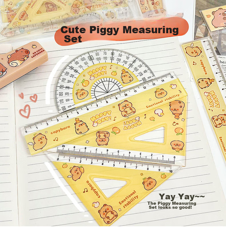 KALRENCAT Stationery Student Exam Drawing Ruler Set: 15cm Straight Ruler + 2 Triangular Rulers + Protractor, 4-Piece Set Recommended for Middle And High School Exams, National Day And Mid-Autumn Festival Gift, Blue 1