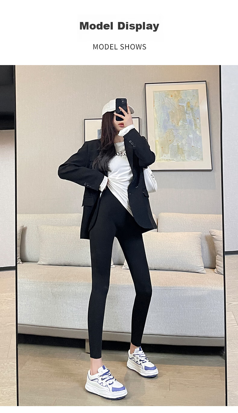 XUEXIMAN Thin Fleece Shark Leggings for Women, High-Waisted Tummy Control And Butt-Lifting Pants with Magic Fleece Lining for Autumn And Winter, Slim-Fit Tight-Fitting Leggings for Outer Wear 17