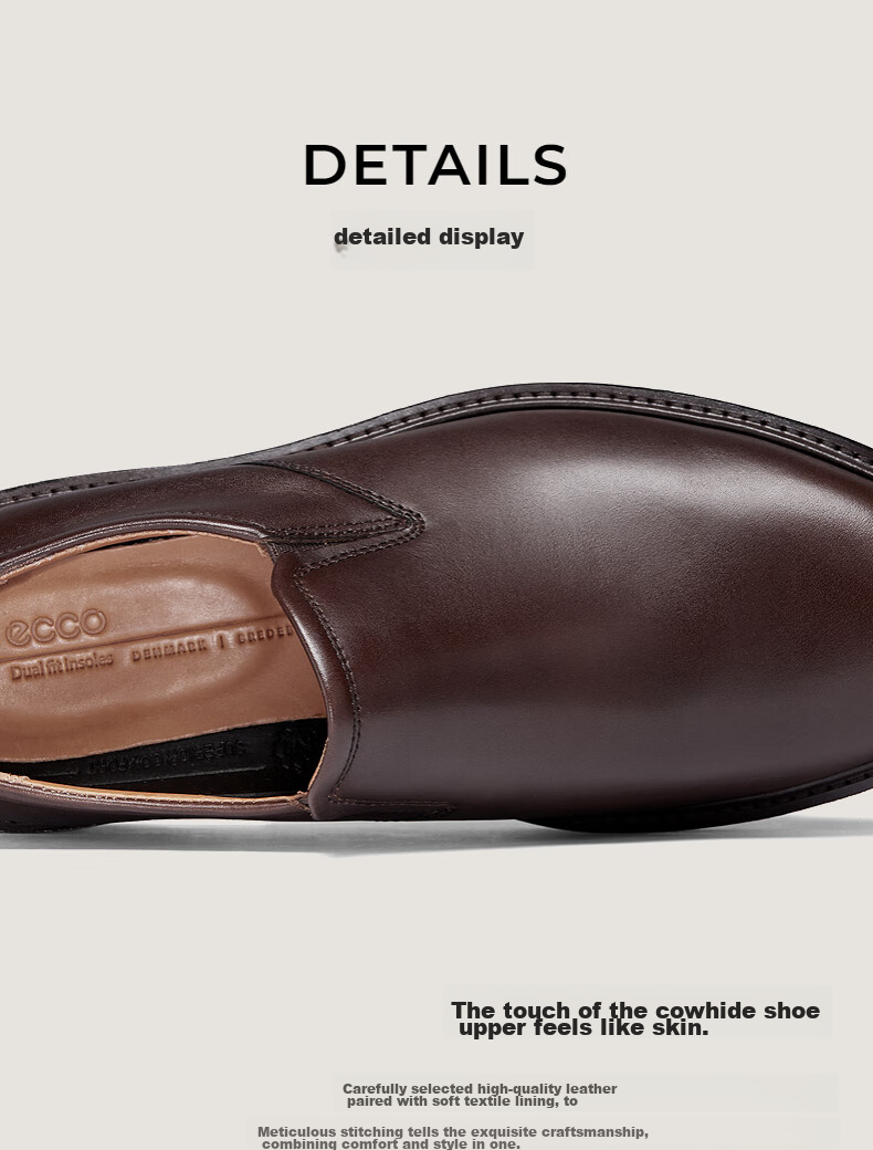 ECCO Business Leather Shoes for Men, Simple Slip-On Loafers, Urban London Series 525624, Black, Size 39 6