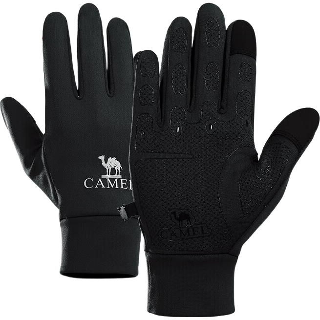 CAMEL Running Gloves for Women And Men, Outdoor Sports Touchscreen Gloves, Non-Slip Thin Fleece-Lined Warm Gloves 1T32264472 Ink Black L