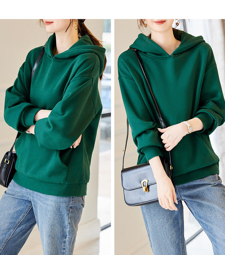 Dme [Hooded Commuter] Winter Fashion Fleece-Lined Drop Shoulder Long Sleeve Pocket Commuter Sweatshirt for Women, Linen Gray, M 37