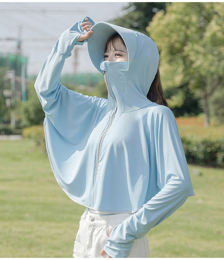GLO-STORY Sun Protection Clothing for Women, Long-Sleeve Hooded UV-Resistant Jacket, Outdoor Anti-UV Shawl, WST114059 19