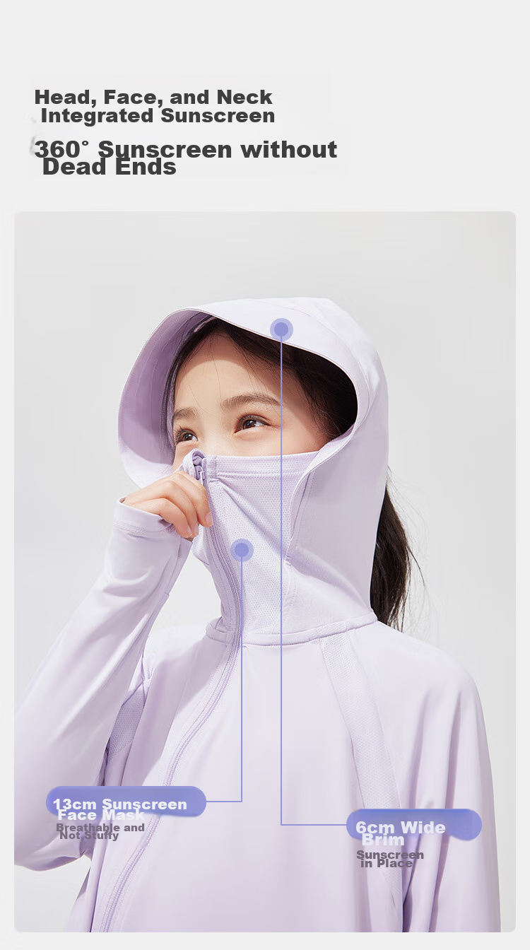 JD Original [Cool And Breathable] Children's Sun Protection Clothing, Sunscreen Jacket, Ice Silk Cool And Breathable Quick-Dry, Purple, 110/56 9