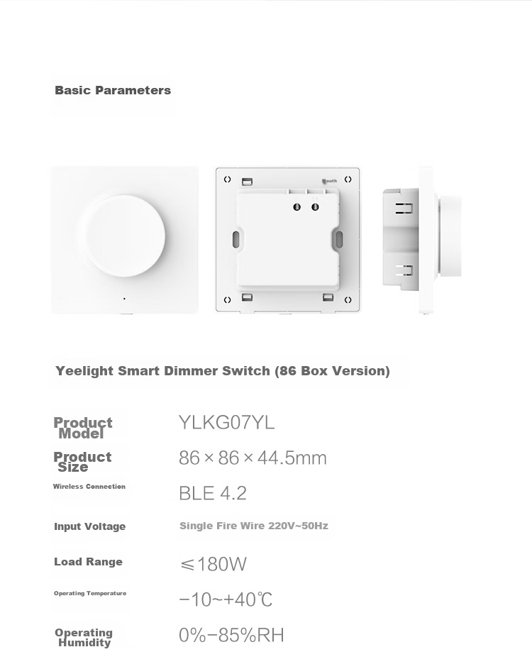 Yeelight Lingdong Switch Socket, Double Switch Suitable for Living Room And Bedroom, Ceiling Light Wall Switch, Self-Rebound, Non-Detachable 15