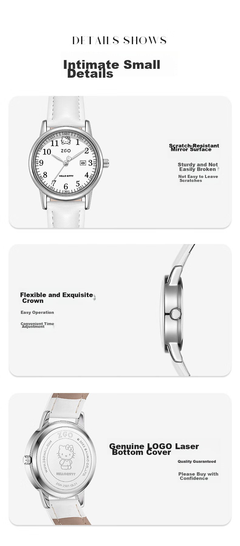 Hello Kitty Student Exam Watch for Female Students in Middle School, High School, And College Entrance Exams, Civil Service Exams, Postgraduate Entrance Exams, Quiet Quartz Watch 7