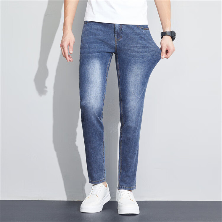 JEEP Jeans for Men, Slim Straight Casual Pants, Trendy Versatile Trousers, Men's Pants 099, Light Blue, Size 30 6