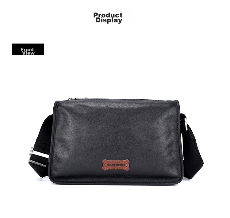 Hush Puppies Shoulder Bag for Men, Top-Grain Leather Business Commute Crossbody Bag, Large Capacity Simple Sling Bag, Birthday Gift 8