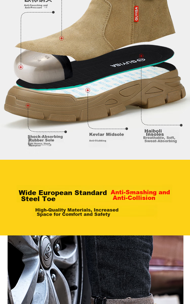 JUNBU Welding Safety Shoes for Men, High-Top Steel Toe Cap, Anti-Smashing, Anti-Puncture, Comfortable, Wear-Resistant Work Boots 0282F Size 45 4