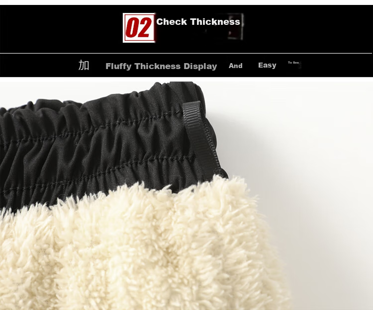 TUCANO Men's Cotton Pants Lamb Wool Fleece Thickened Graphene Warm Comfortable Casual Straight Leg Trousers Black 3XL 8