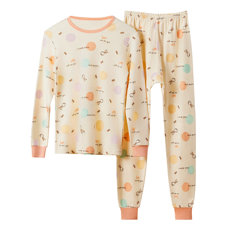 LangSha Children's Underwear Set, Girls' Autumn Top And Pants, Antibacterial Pure Cotton, Youth Autumn And Winter Warm Pajamas, Cotton Sweater, Size 170