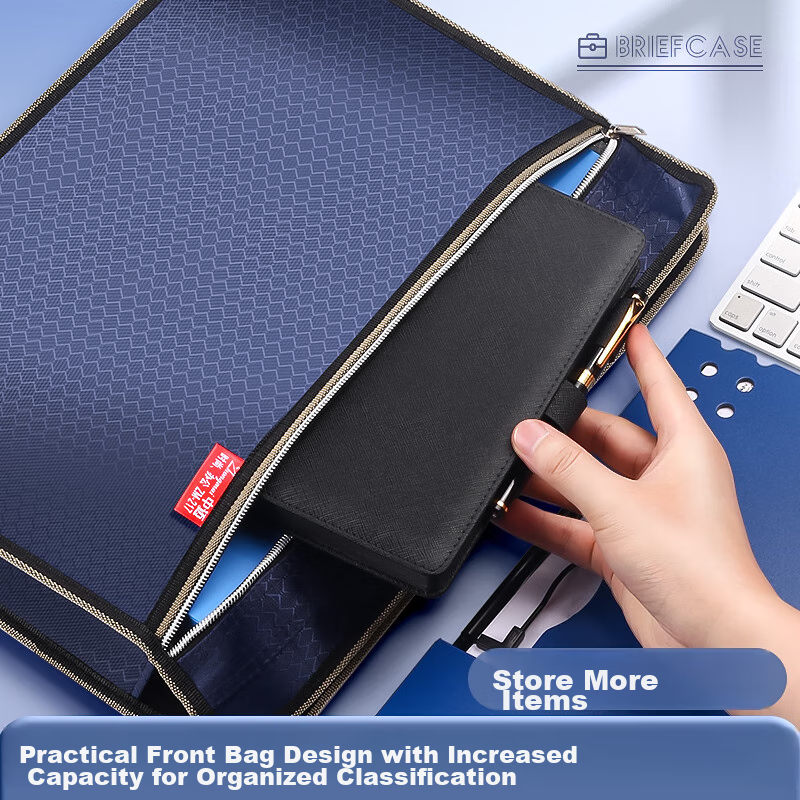 Jinzhi 5 Pieces/wide Office Handbag Canvas Document Bag Zipper File Bag Canvas Tote Business Organizer Bag Large Capacity Document Storage Bag 4
