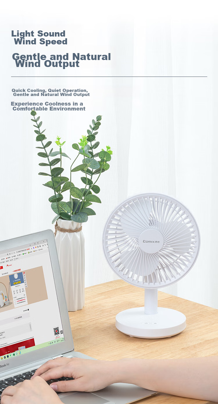 COMIX Desktop Mini Rechargeable Fan with Colorful Ambient Light Silent Office Fan for Dormitory Outdoor Camping Table Fan Gift LC006 Black 7