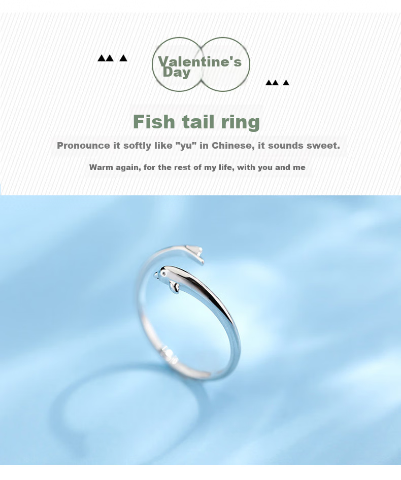 Dijing 925 Silver Ring for Women, Adjustable Size, Korean Style Fashion Jewelry, Single Tail Ring, Finger Ring for Girls, Simple Desig 9