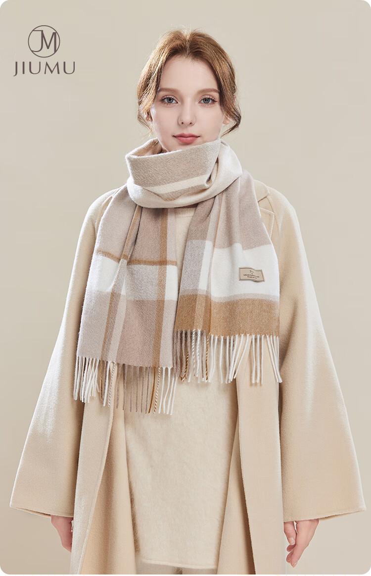 JIUMU 100% Cashmere Scarf Women Autumn Winter Shawl Warm Neck Warmer Birthday New Year Gift Box Set 1