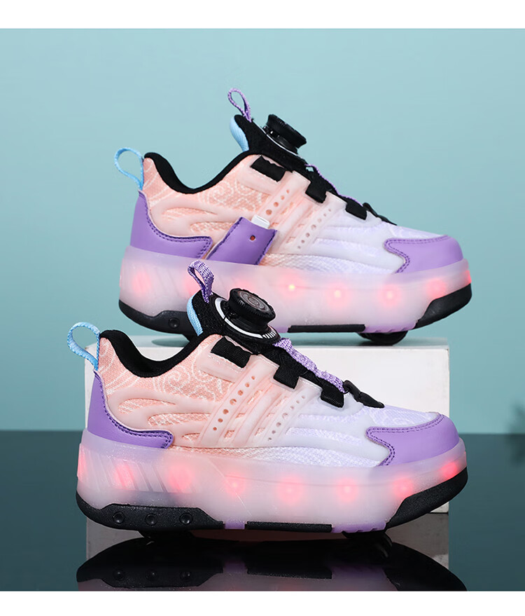 BKG Running Shoes for Girls, Four-Wheel Sports Shoes for Children, Student And Youth Skating Shoes ZYQ23825-B7 Lan Yue 36 36