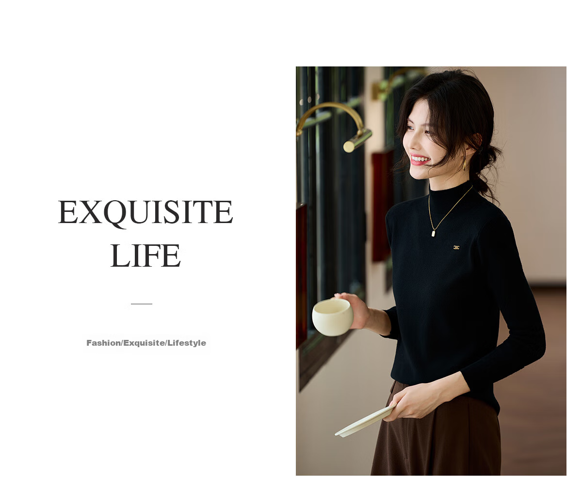 Taxiang Women's Semi-Turtleneck Knit Sweater, Autumn And Winter Inner Layering Solid Color Slim-Fit Pullover Sweater T143Z3040 33