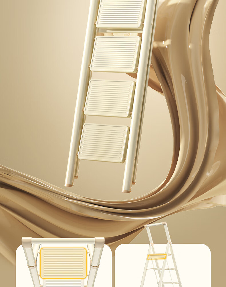 Kentai Household Folding Telescopic Step Ladder Thickened Carbon Steel Wide Pedal Engineering Iron Ladder F4-NB4 1