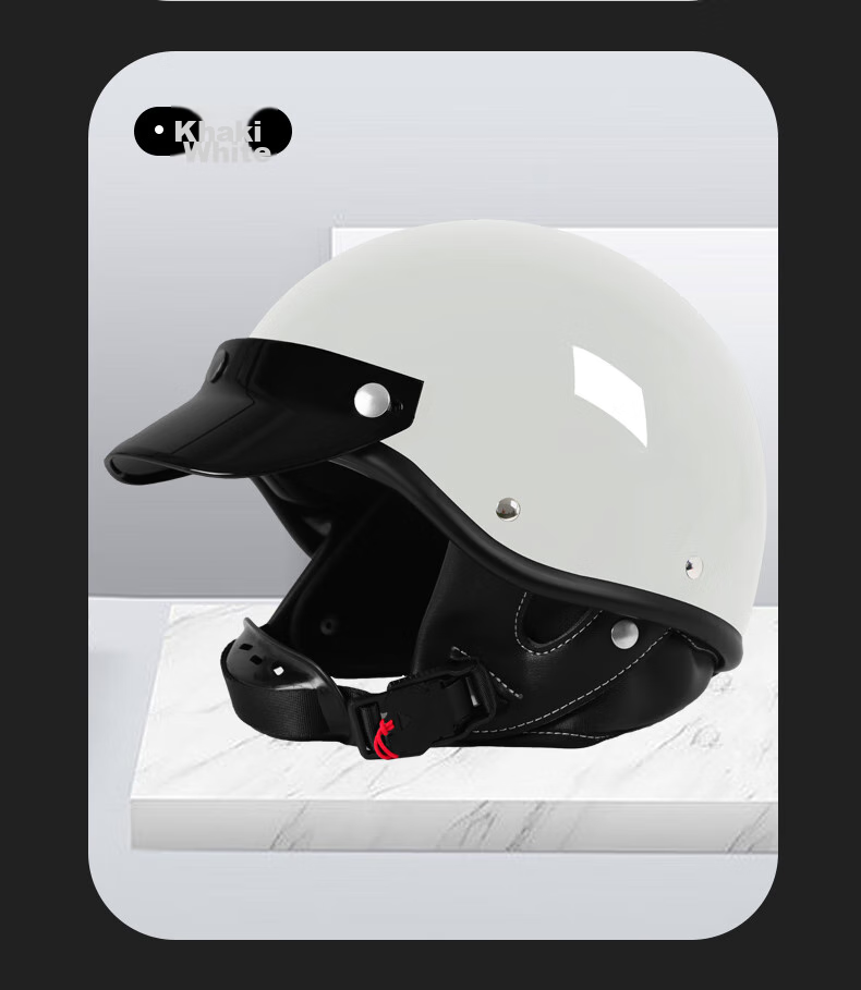 MYARMOR Motorcycle Helmet, New National Standard, Electric Vehicle 3C Certified, Retro Half Helmet, Unisex for All Seasons, Personalized Motorcycle Safety Helmet, M(57-58), Khaki White 16