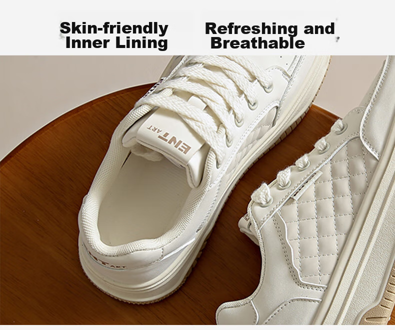 PLAYBOY Women's Shoes, Autumn White Sneakers, Classic Versatile Shoes, Simple Casual Shoes, Women's Skateboard Shoes, 1641 Beige, Size 37 7