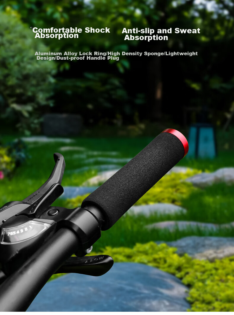 BIKEBROS Bicycle Handlebar Cover, Mountain Bike Foam Shock-Absorbing Handlebar Cover, Cycling Equipment Handlebar Cover, Foam Handlebar Cover, Black And Red Color 1