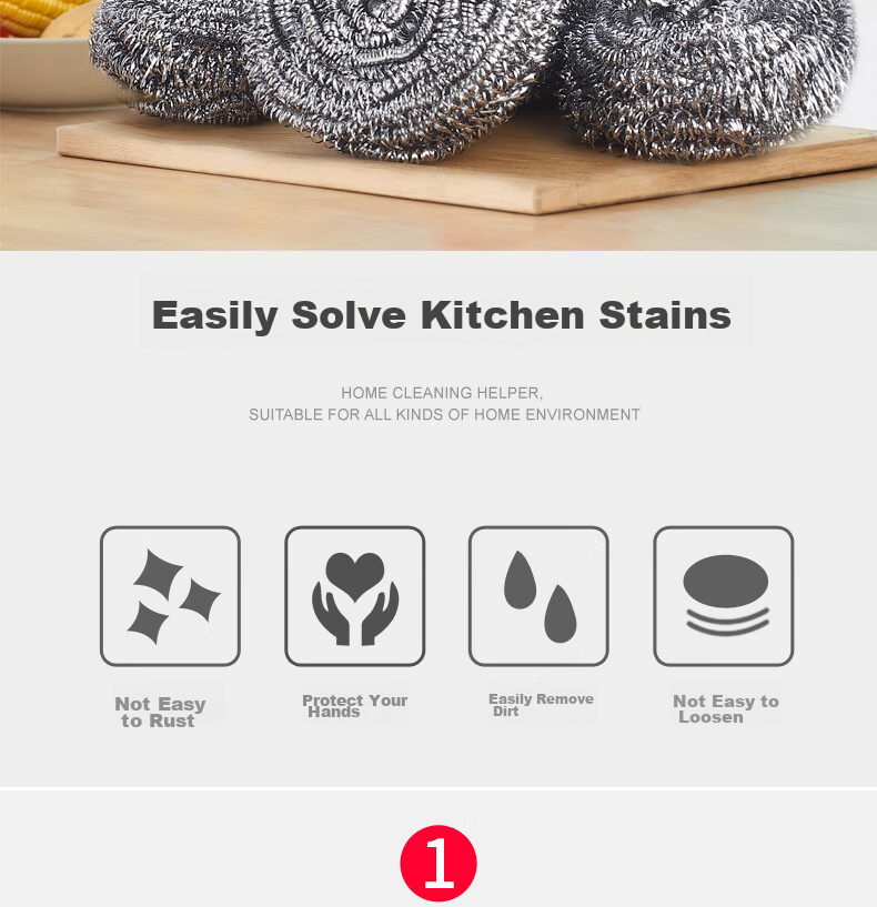 BASUN Steel Wool Scrubber, Pack of 8, Kitchen Dish Cleaning Ball, Pot Scrubber, Degreaser And Stain Remover 2