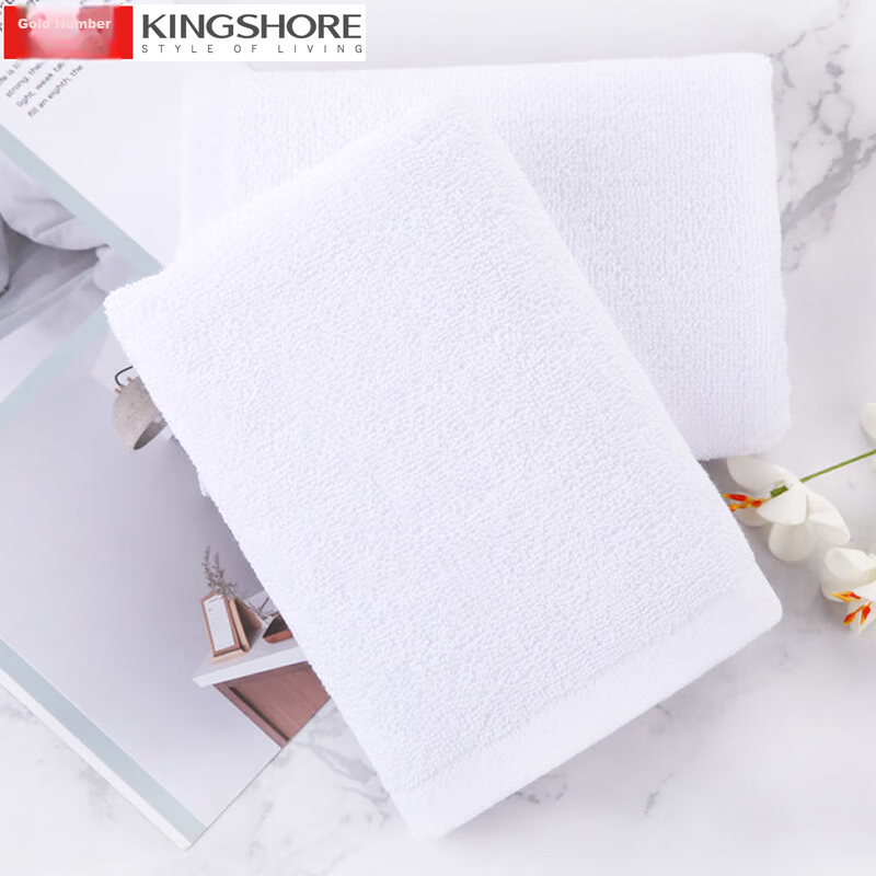 KING SHORE Полотенце махровое из 100% хлопка, белое, 34x34 см, 2 шт.