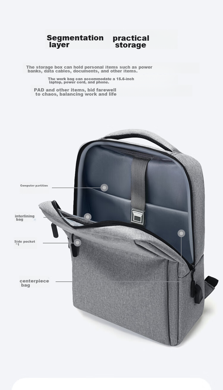 GOLF Business Backpack for Men, 15.6-Inch Laptop Bag, Travel Backpack, Fashionable School Bag for Men, Black 6