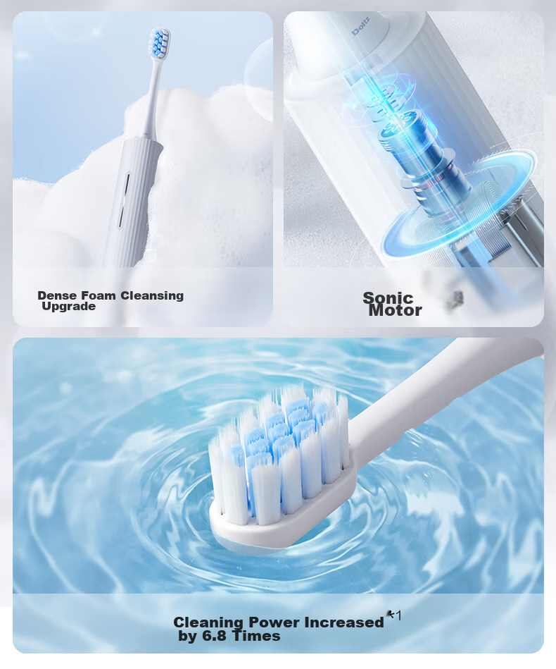 Panasonic [Mid-Autumn Festival Gift] Electric Toothbrush Foam Brush Stain Removal Gum Protection Dual-Effect Smooth Screen Unlock Control Battery Long-Lasting Practical Birthday Gift for Men And Women DC20 Blue 2