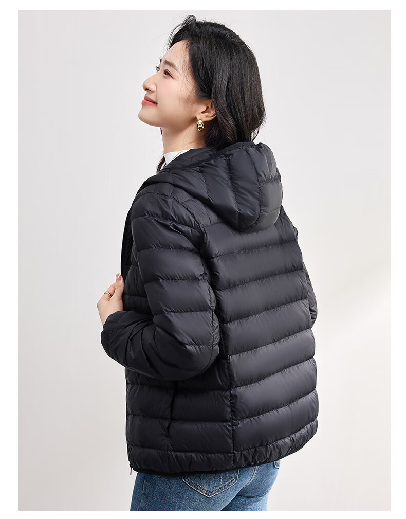 JEANSWEST 2025 Winter Hooded Lightweight Short Down Jacket White Duck Down Warm Comfortable Light Blue XL 13