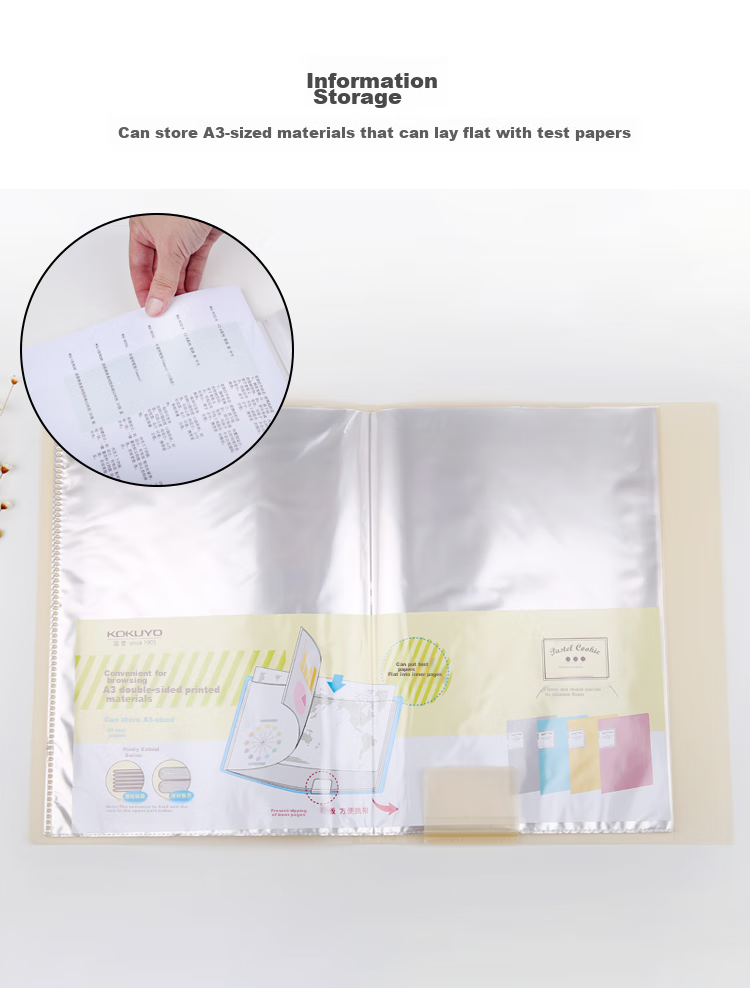 KOKUYO A3 Document Folder, Foldable File Organizer, Pastel Cookie Color, Student Exam Paper Holder, Yellow, 20 Pockets, 1 Inner Page, WSG-CBCW28Y3C, Digital Full Network Low Price 2