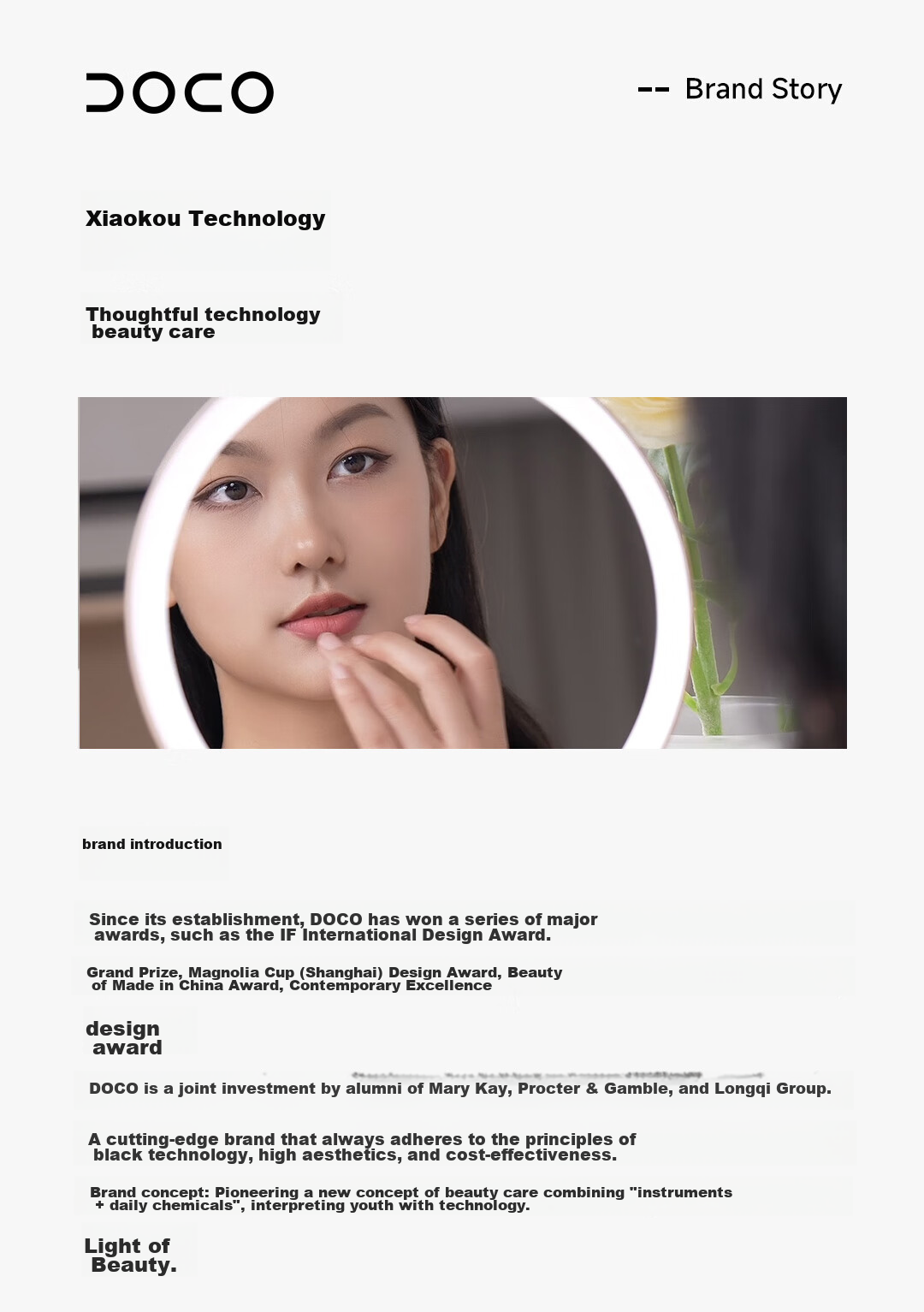 DOCO LAB Mirror Makeup Mirror with Light, Desktop LED Vanity Smart Fill Light Beauty Mirror, Birthday And Holiday Gift for Girlfriend 18