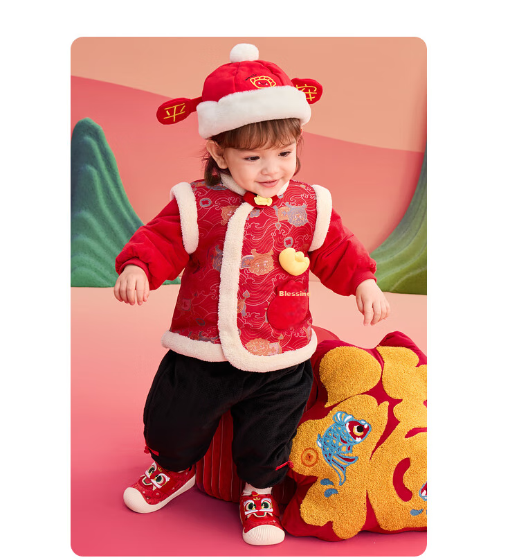 BALABALA Children's Clothing, Baby Outfit Set, Infant's First Birthday Dress, New Year Season Visiting Clothes, 209125104201 17