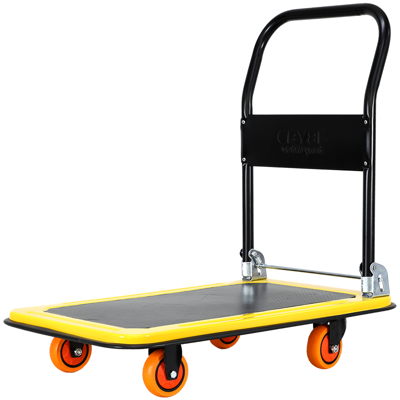 BYB Small Cart Steel Flatbed Trolley Hand Truck Trailer Cargo Cart 78x51cm Load Capacity 400kg HW2200