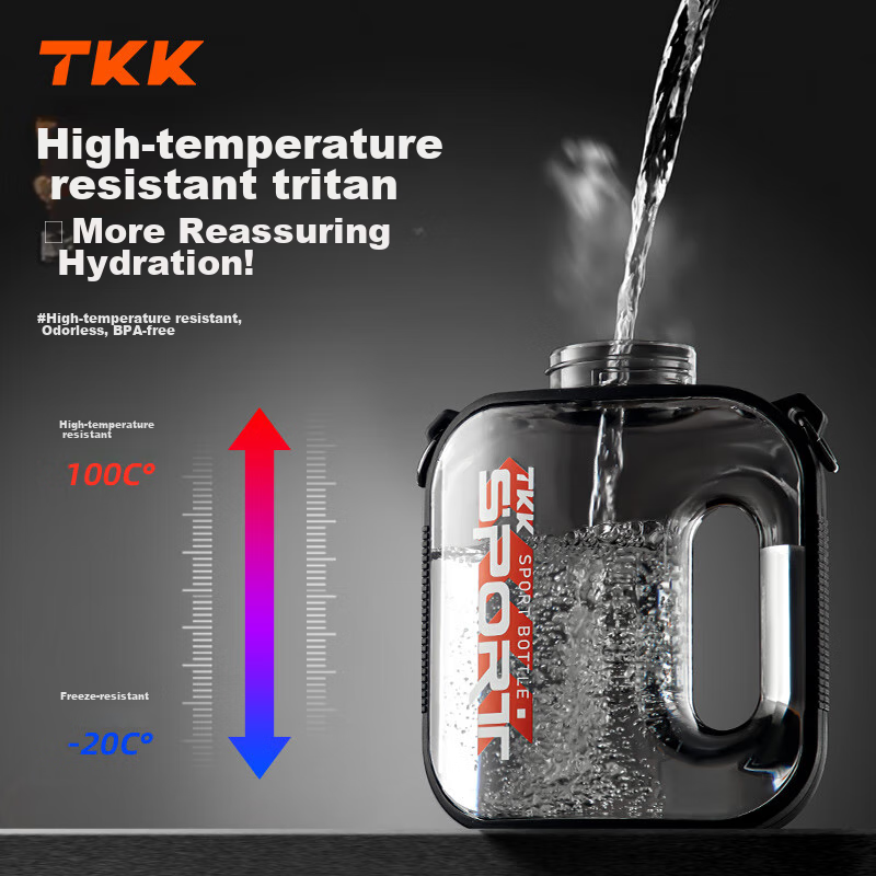 Бутылка для воды TKK Dun Duntong, спортивная, большая емкость, для фитнеса, мужская, термостойкая, из тритана, студенческая, военная, 1000 мл, черная