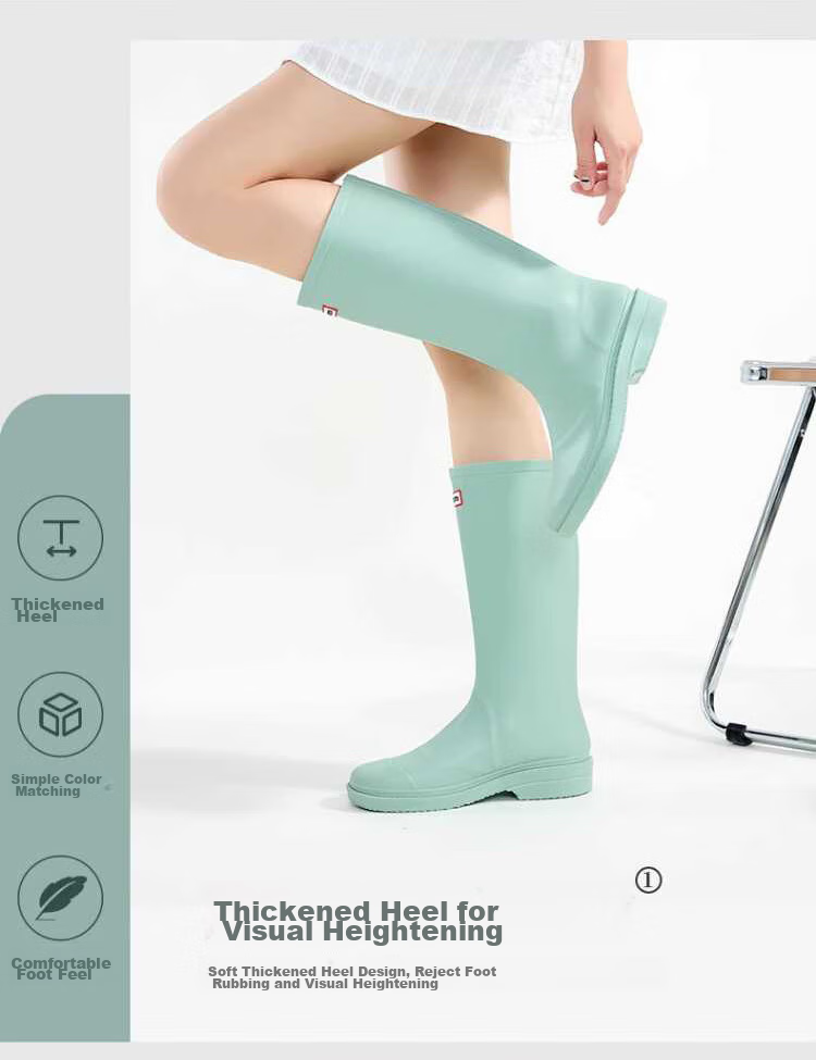 Warrior Rain Boots for Women, Fashionable Adult Tall Rain Boots, Water Shoes, Rubber Shoes, Overshoes, Water Boots HXLO33 Green 37 3